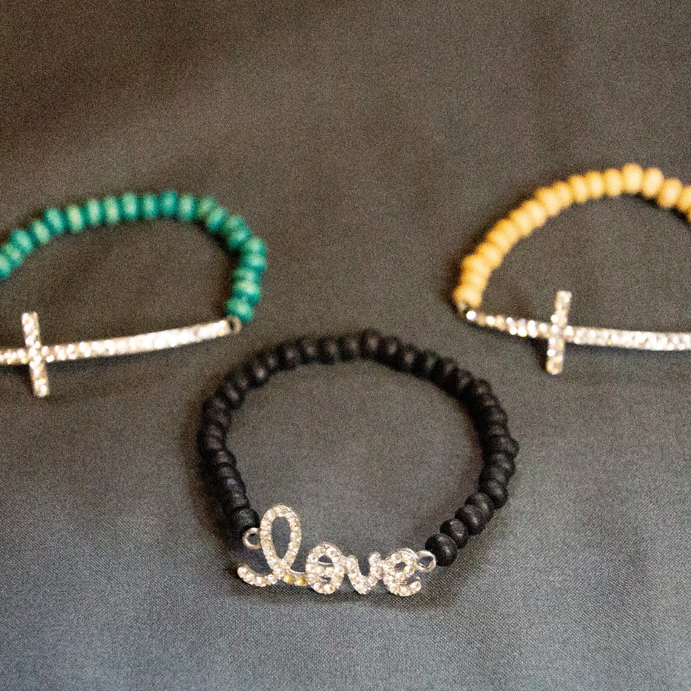 Cross and love bracelets